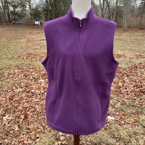 L.L. BEAN JACKET COAT VEST PURPLE FLEECE ZIP FRONT POLARTEC SIZE XL PREPPY